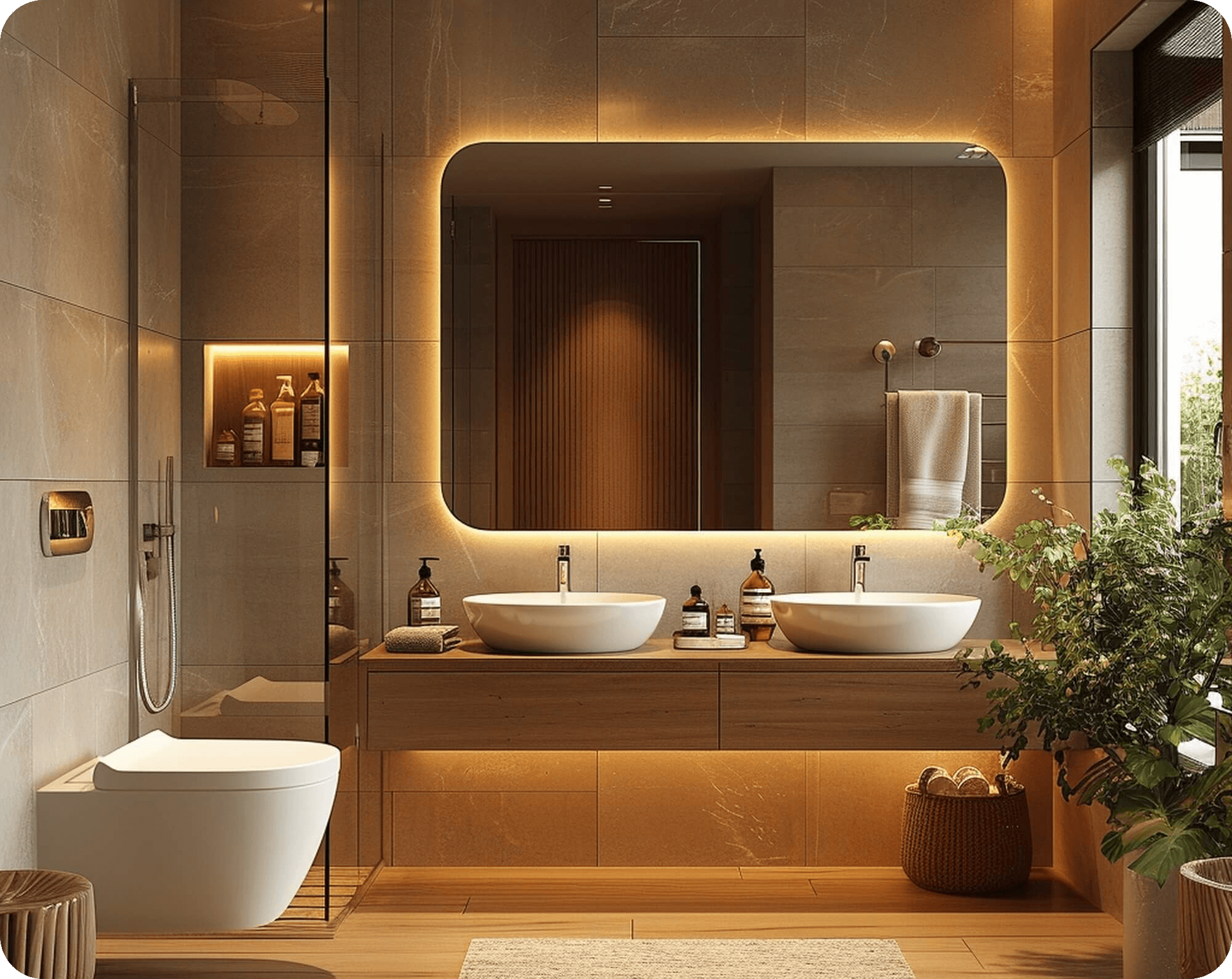 modern interior bathroom tiny