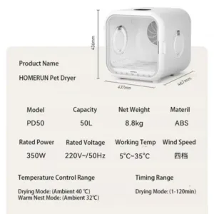 HOMERUN 50L 62L Pet Drying Box 900W 220V Automatic Hair Dryer for Cat Hair Blowing Machine 1